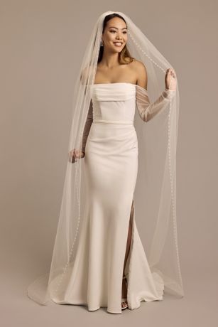 Picture of Cathedral Veil with Bead and Pearl Trim