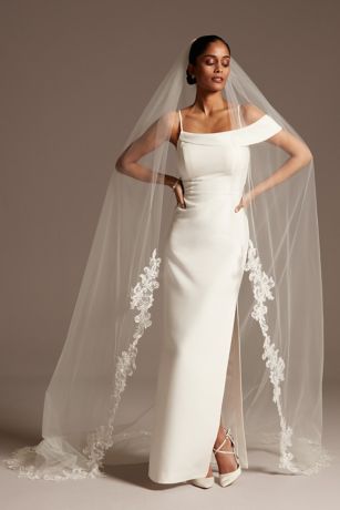 wedding dress with cathedral veil