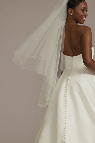 Picture of Two Tier Beaded Scallop-Edge Mid-Length Veil