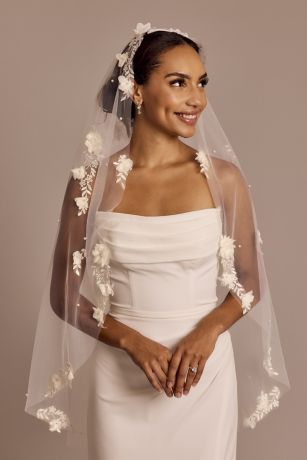 Picture of Cascading 3D Floral Mid-Length Veil
