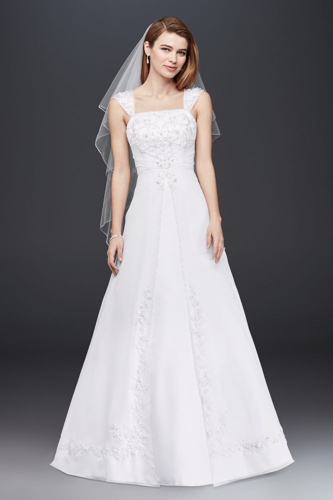 A line Chiffon Split Front Overlay Wedding Dress Style V9010