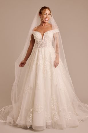 Picture of Cathedral Veil with Sequin Scrollwork Trim