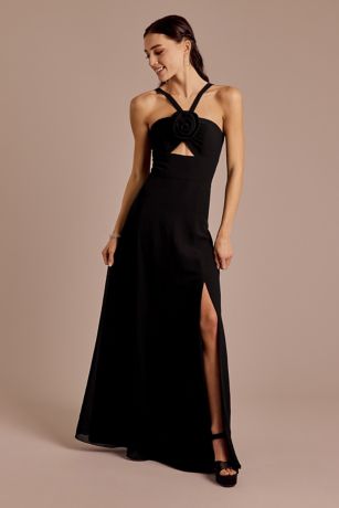 Picture of Chiffon Rosette A-Line Dress with Cutout