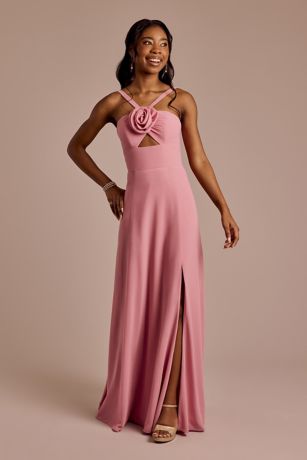 Picture of Chiffon Rosette A-Line Dress with Cutout