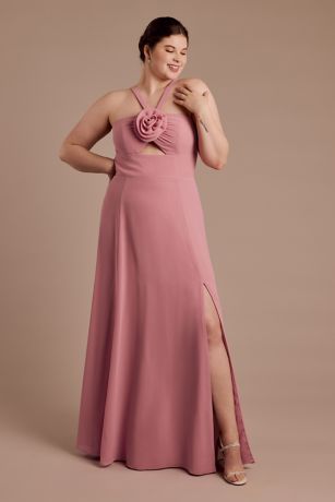 Picture of Chiffon Rosette A-Line Dress with Cutout