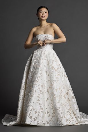 Picture of Strapless Floral Lace Ball Gown