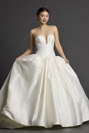 Picture of Mikado Drop Waist Ball Gown Wedding Dress