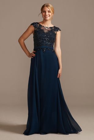 aqua belted sequin gown