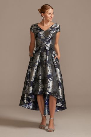 navy high low dress