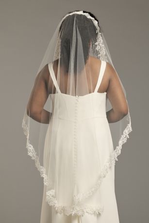 Picture of Mid Length Mantilla Lace Edge Veil