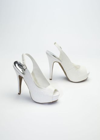 white peep toe slingback heels