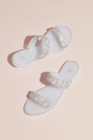 white bling flip flops