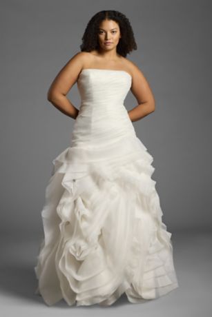 Picture of White by Vera Wang Organza Trumpet Wedding Dress