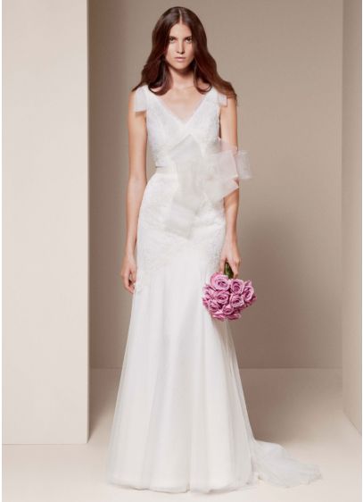 White by Vera Wang V Neck A-line Wedding Dress | David's Bridal