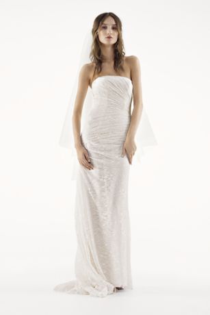 white strapless sheath dress