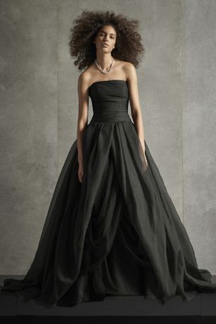 david's bridal black and white wedding dress