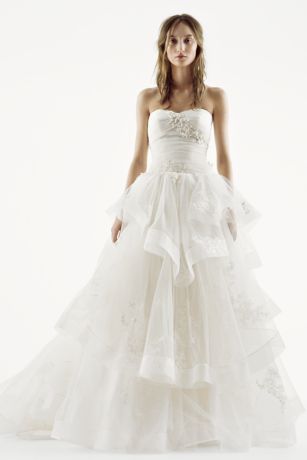 white by vera wang strapless tulle wedding dress