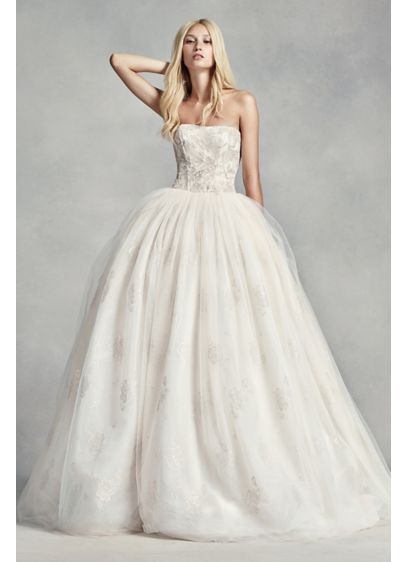 White by Vera Wang Tulle Beaded Lace Wedding Dress David White by Vera Wang Tulle Beaded Lace Wedding Dress David