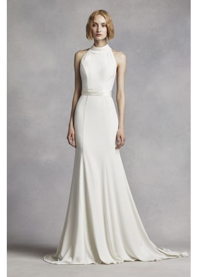 White by Vera Wang High Neck Halter Wedding Dress - Davids ...