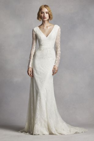 all white long sleeve wedding dress