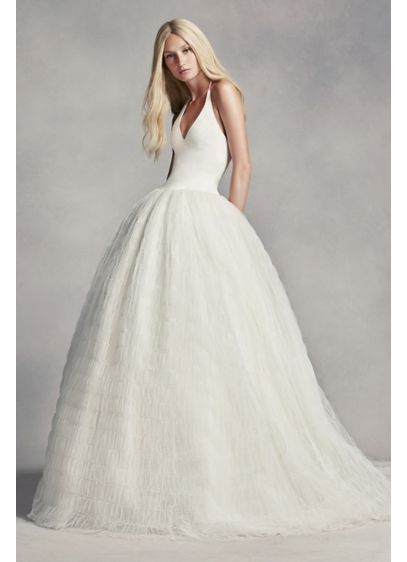 White By Vera Wang Halter Tulle Wedding Dress David S Bridal
