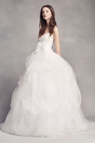 white by vera wang strapless tulle wedding dress