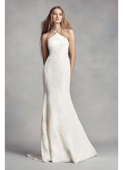 White By Vera Wang Halter Sheath Wedding Dress