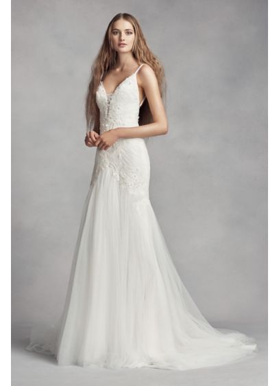 White By Vera Wang Plunging Sheath Wedding Dress David S Bridal