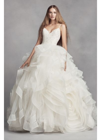 White by Vera Wang Organza Rosette Wedding Dress David s White by Vera Wang Organza Rosette Wedding Dress David s