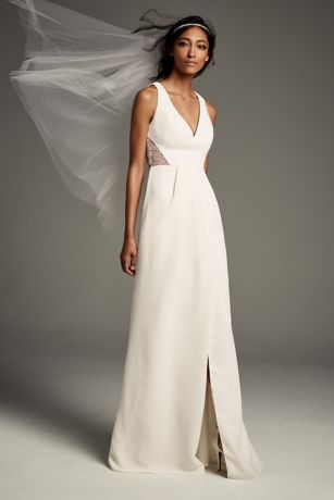 white sheath gown