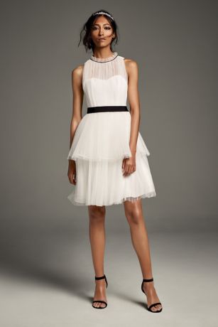 david's bridal black and white dress