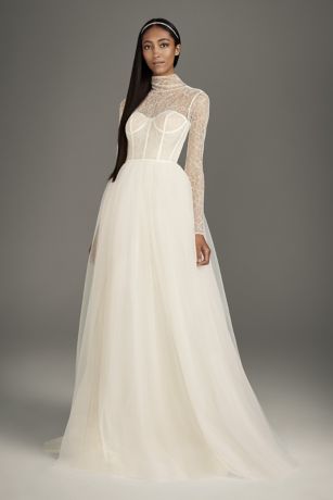 high neck lace wedding gown