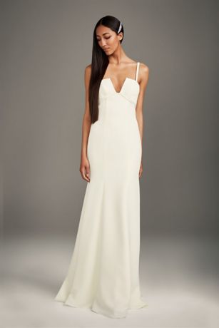 white by vera wang spaghetti strap wedding dress