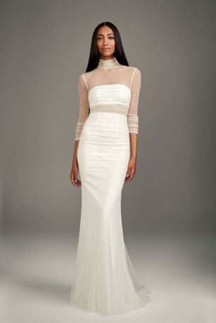 high neck sheath wedding dress