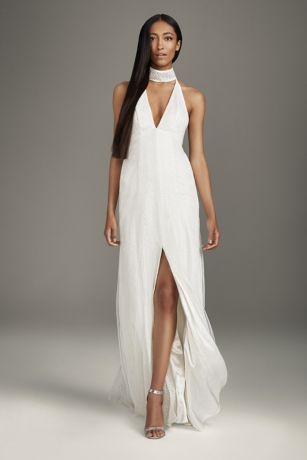 long white dress with slit