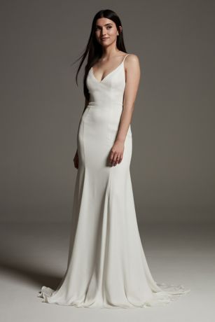 white satin slip wedding dress