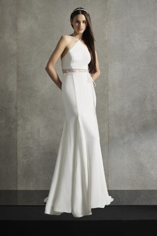 white by vera wang high neck halter wedding dress