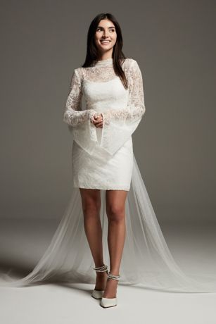 white wedding dress lace long sleeve