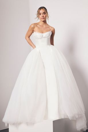 Picture of Drop Waist Satin and Tulle Ball Gown