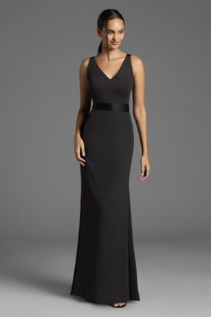 Picture of White by Vera Wang V-Neck Crepe Dress