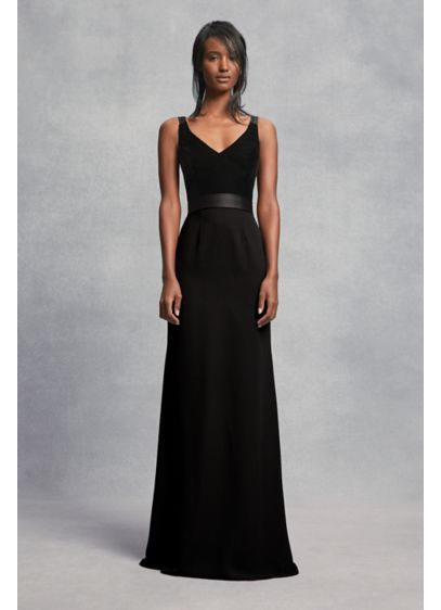 Crepe And Velvet Bridesmaid Dress With Open Back David S Bridal