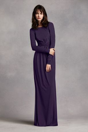 Long Sleeve Jersey Dress with V Back 