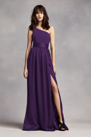 One Shoulder Dress with Satin Sash 