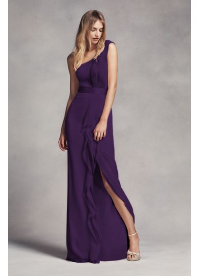 Long One Shoulder Bridesmaid Dress with Ruffles David s Long One Shoulder Bridesmaid Dress with Ruffles David s