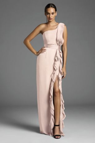 Picture of White by Vera Wang Ruffled One-Shoulder Dress