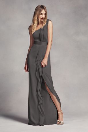 silver silk prom dress