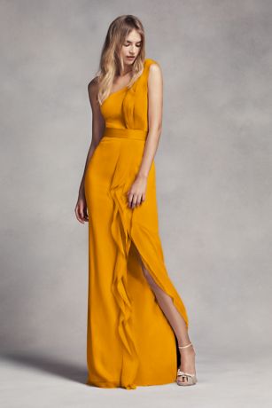 long yellow bridesmaid dresses