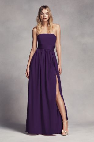Long Strapless Bridesmaid Dress with 