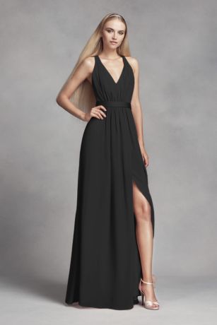 david's bridal long black dress