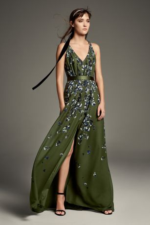 olive chiffon dress